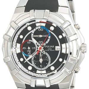 Pulsar Chronograph Black Dial Steel Men's Watch